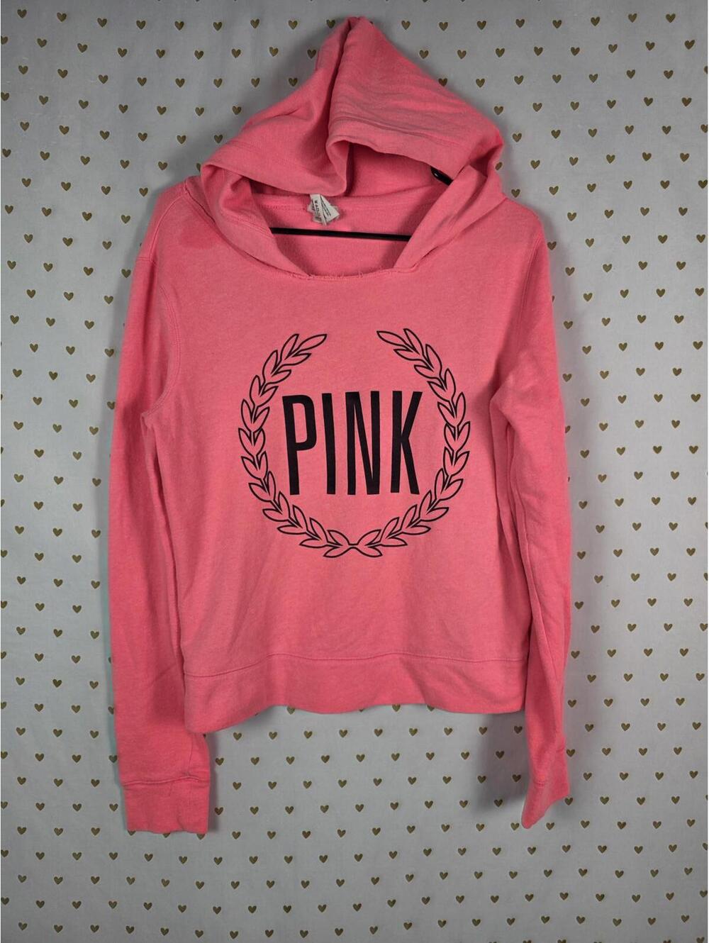 Victorias Secret Pink Neon Logo Pullover Hoodie Sweater SMALL